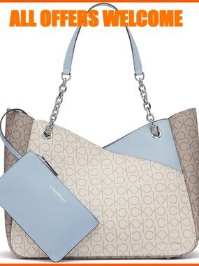 Zoe Chain Tote with Removable Pouch, Vinyl and Polyester